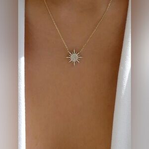 Gold Sunburst Pendant Necklace